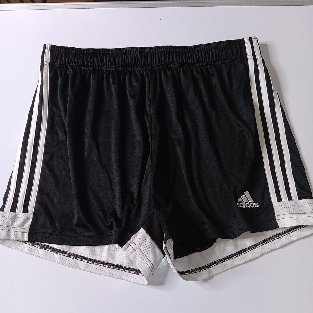 Adidas Black and White Athletic Shorts with Elastic Waistband